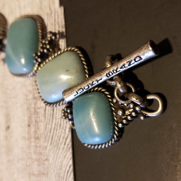 Lucky Brand Blue Cabochon Stone Pave Link Line Bracelet - Picture 3 of 9